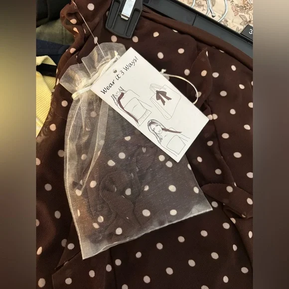 Sincerely Jules Brown Polka Dot Ruffle Maxi Dress size L - Picture 3 of 4